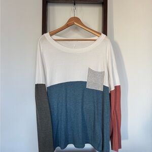 First Love Textured Color-block Top, EUC, Plus Size, Women’s 1X